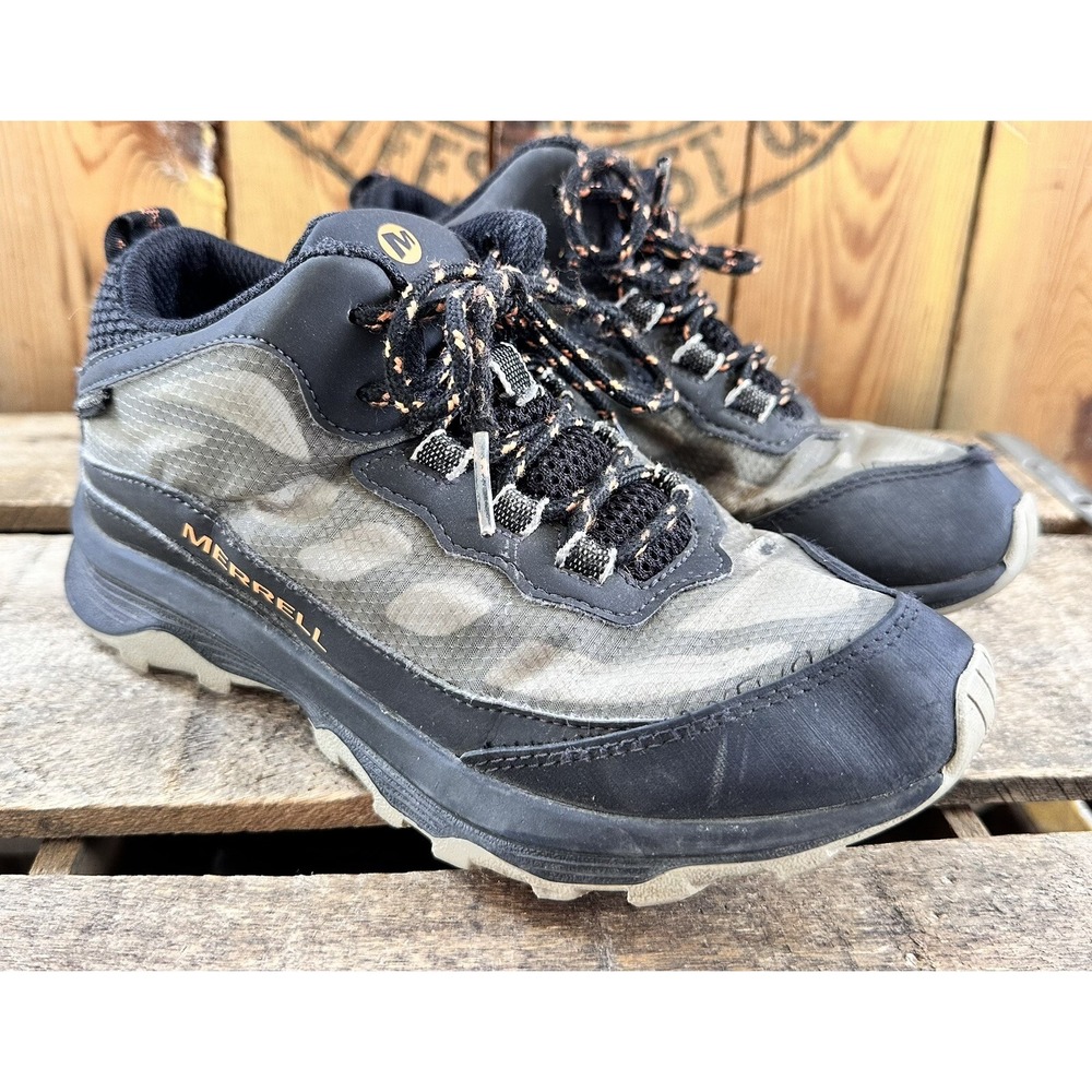 Merrell Moab Speed Mid Camo Waterproof Hiking Boys Size 2 Black Good